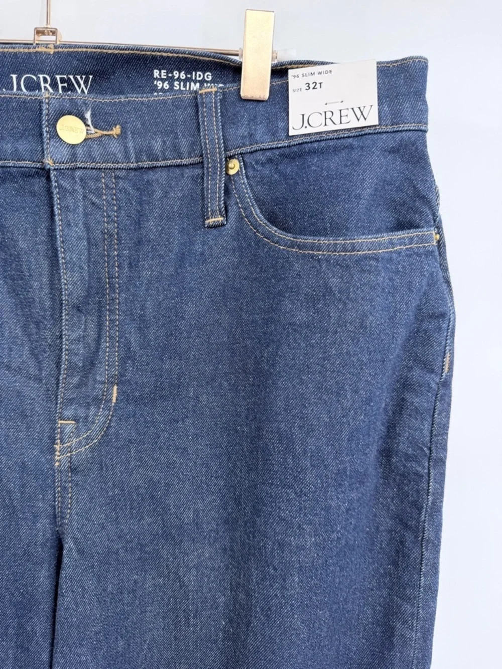 J. CREW TALL '96 Slim Wide Leg High Rise Jeans In Dark Indigo Size 32T CC581